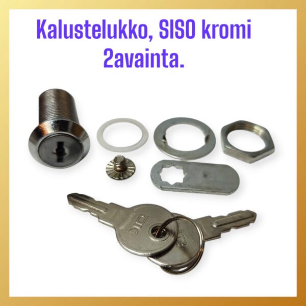 SISO metalli-tai kaapinkalustelukko. Joko 1 lukko, 2 avainta, tai 2 lukkoa samankeskisenä 2 avainta.