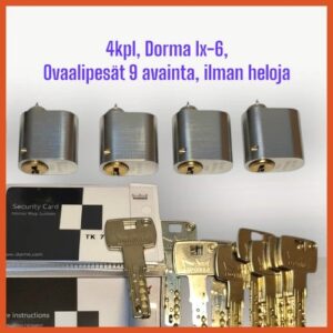 Dorma IX-6, CR, 4kpl avainpesiä ilman heloja, 9 avainta.