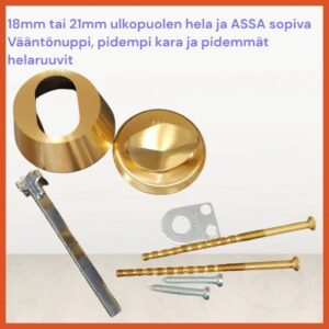 ASSA ovaalihela 18/21mm/vääntönuppisarja Ms/Ha,(ASSA yht sopiva V-nuppi)ovi 60-80mm