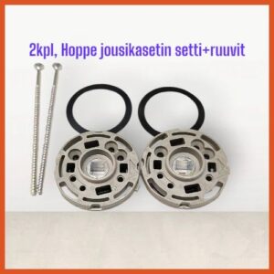 2kpl Hoppe Jousikasettia, ASSA tai ABLOY lukolle+2kpl 4x100mm katkoruuvit+2kpl luistonestokumit