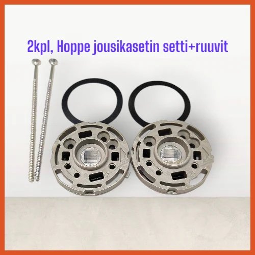 2kpl Hoppe Jousikasettia, ASSA tai ABLOY lukolle+2kpl 4x100mm katkoruuvit+2kpl luistonestokumit