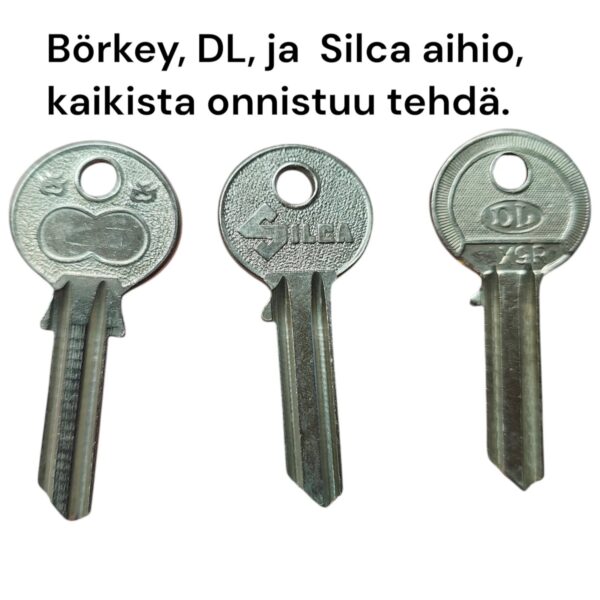 BKS, BIRD, CKS, LAREDO, WINKHAUS, YALE, yms  lisäavain JMA-tai Silca aihiosta koodilla.