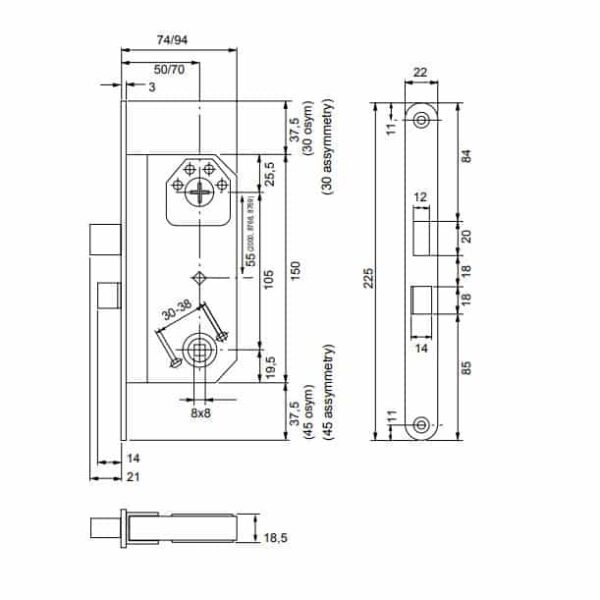 ASSA_lukkorungon_mitat Assa-565-566-8756-2000-rungon-mitat