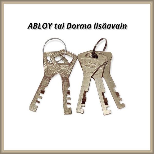ABLOY tai DORMA lisäavain koodin mukaan