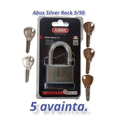 ABUS Silver Rock 5/50 riippulukko 5 avaimella.