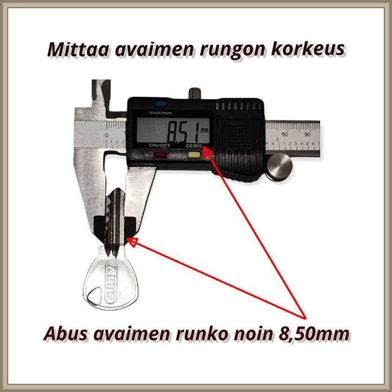Abus avaimen rungon korkeusmittaus
